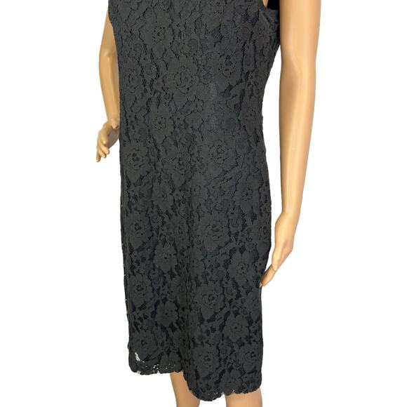 J. Crew Lace Overlay Dress Black Short Sleeve 22156 Size 8 - Picture 8 of 11